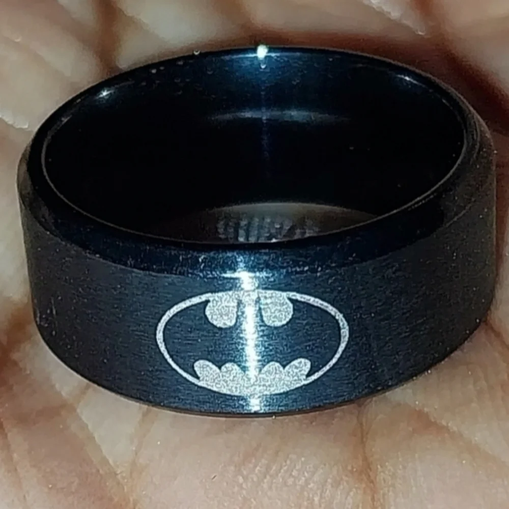 Black Batman Stainless Steel Unisex Ring Sz 6